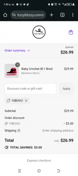 10BOVU coupon verification screenshot