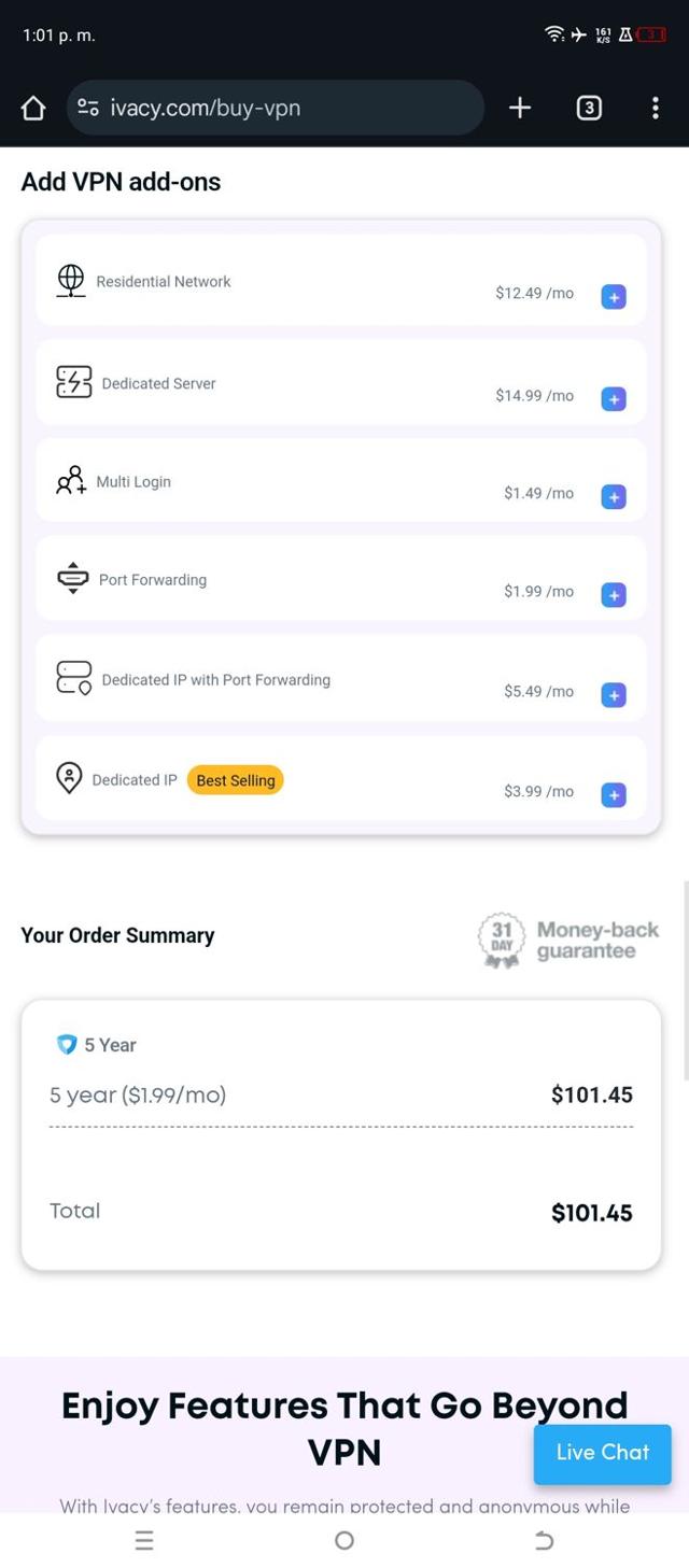 Ivacy VPN checkout page showing Ivacy VPN promo code box | Screenshot taken by SimplyCodes community member on Dec 6, 2024