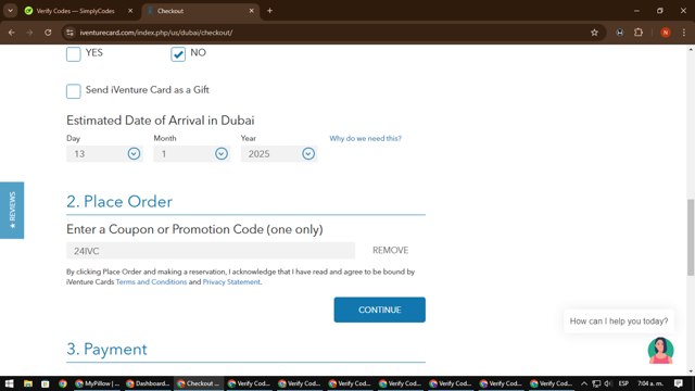 iVenture Card checkout page showing iVenture Card promo code box | Screenshot taken by SimplyCodes community member on Jan 13, 2025