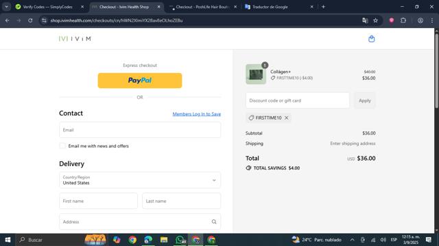 Ivím Health checkout page showing Ivím Health promo code box | Screenshot taken by SimplyCodes community member on Sep 3, 2025