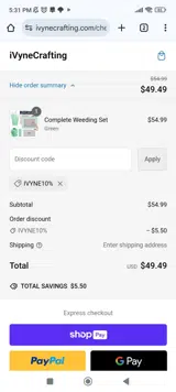 IVYNE10% coupon verification screenshot
