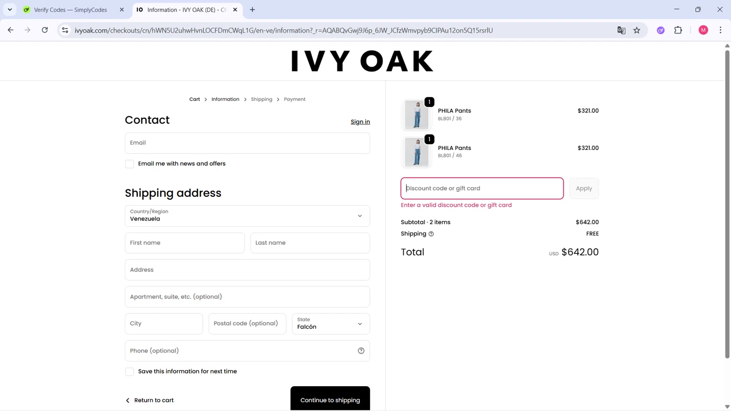 Ivy Oak promo code screenshot showing code KNIT30 applied at Ivy Oak checkout page. Uploaded by SimplyCodes community member ValueCollector4159 on Nov 19, 2025