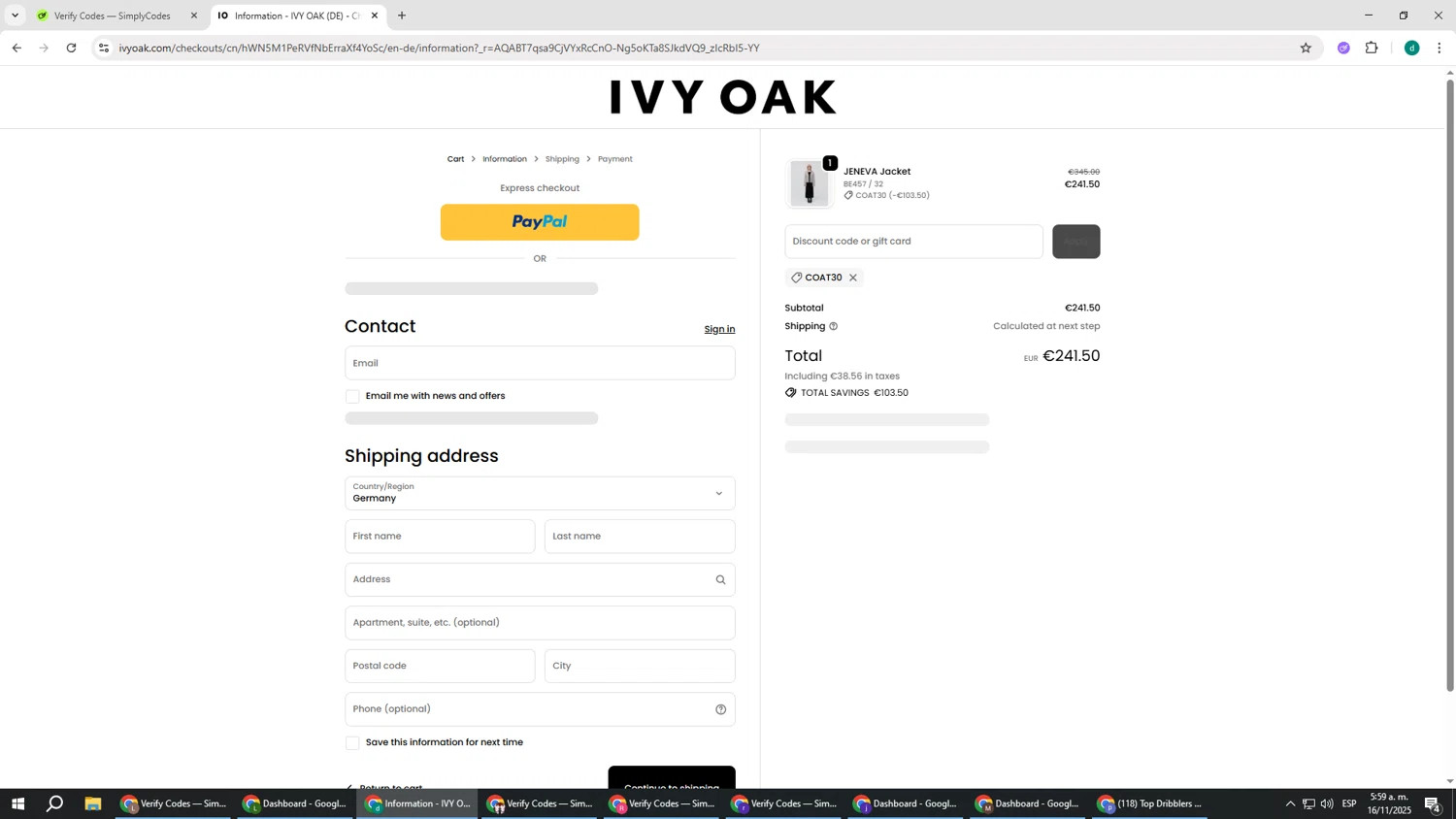 Ivy Oak checkout page showing Ivy Oak promo code box | Screenshot taken by SimplyCodes community member on Nov 16, 2025