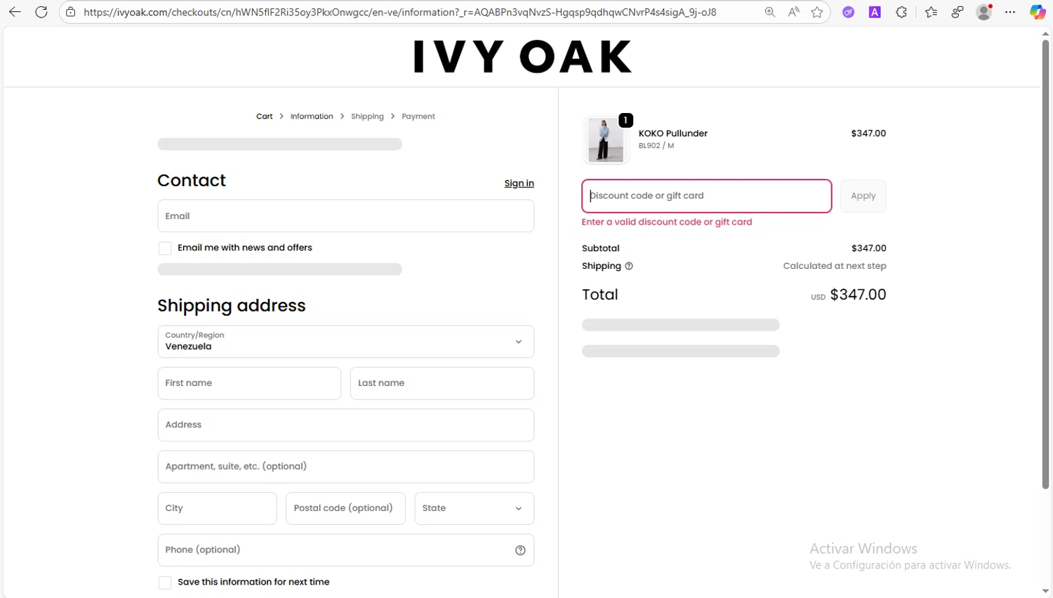 Ivy Oak promo code screenshot showing code bridal30 applied at Ivy Oak checkout page. Uploaded by SimplyCodes community member VoucherWhiz9254 on Nov 24, 2025