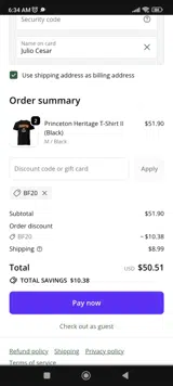 bf20 coupon verification screenshot