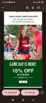 Gameday15 coupon verification screenshot
