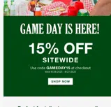 GAMEDAY15 coupon verification screenshot