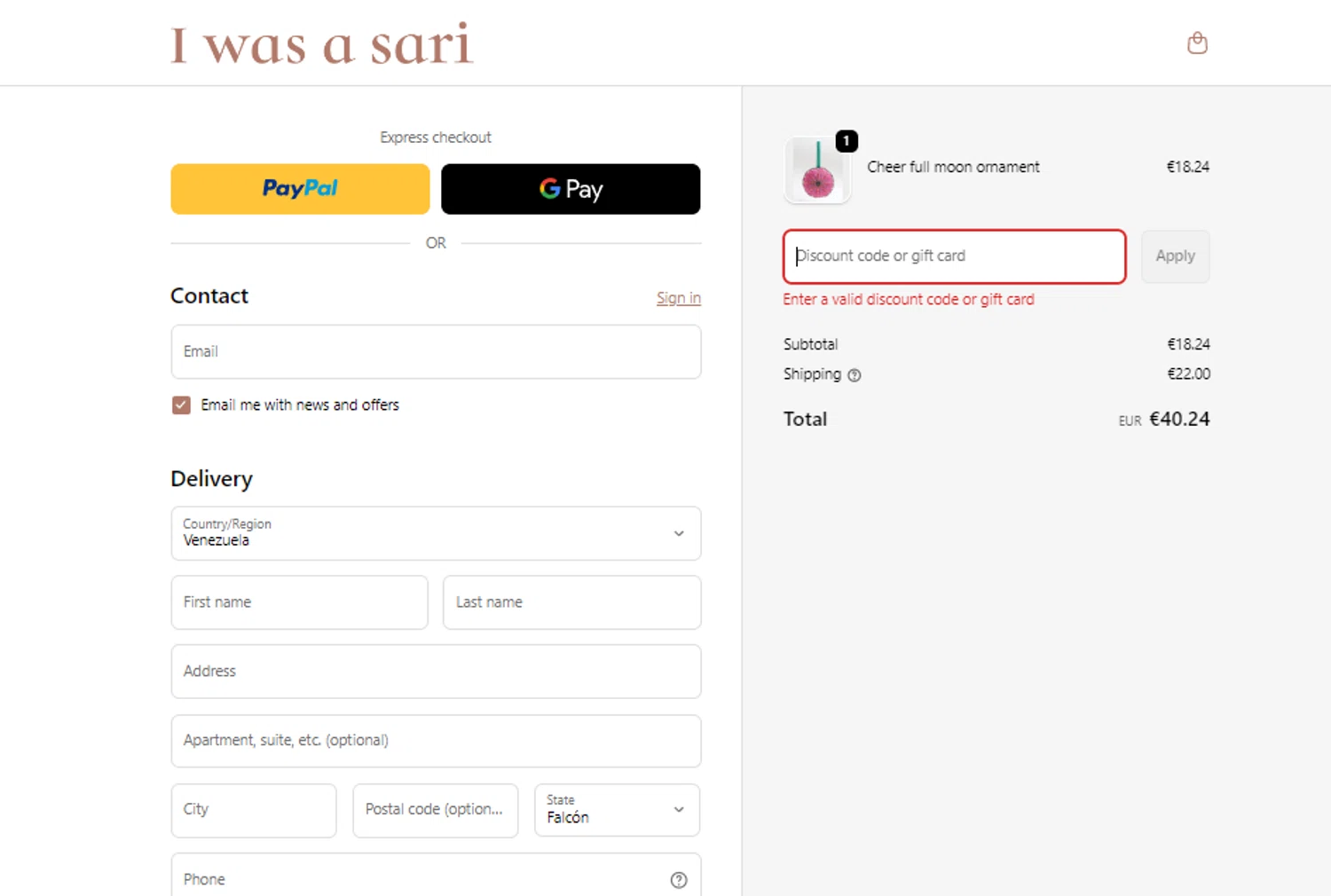 I was a Sari discount code screenshot showing code GOGREEN20 applied at I was a Sari checkout page. Uploaded by SimplyCodes community member BonusCollector7885 on Dec 4, 2025