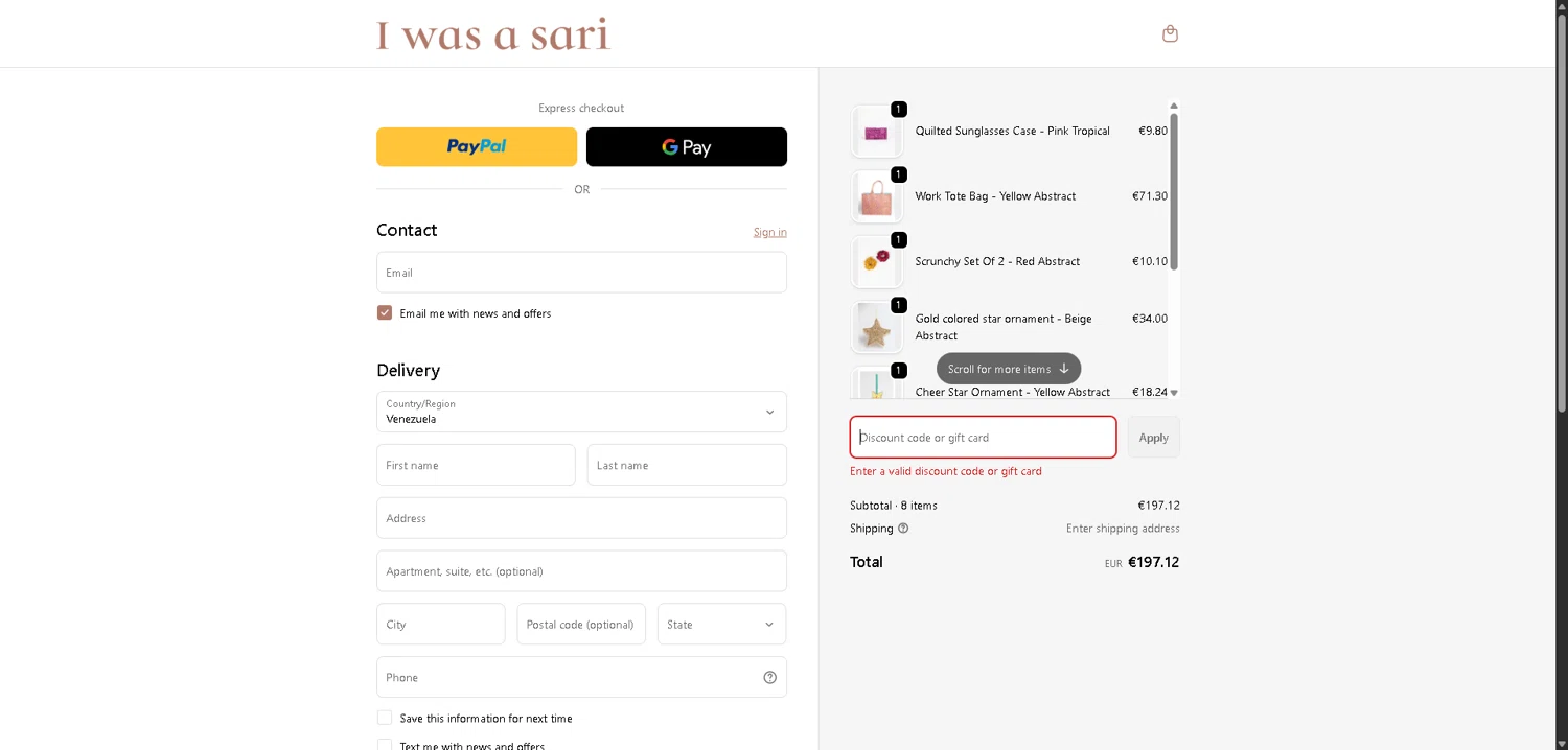 I was a Sari discount code screenshot showing code GOGREEN20 applied at I was a Sari checkout page. Uploaded by SimplyCodes community member aver_136263192 on Dec 4, 2025