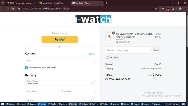 i-Watch checkout page showing i-Watch promo code box | Screenshot taken by SimplyCodes community member on Aug 30, 2025
