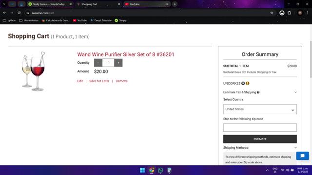 IWA Wine checkout page showing IWA Wine promo code box | Screenshot taken by SimplyCodes community member on Mar 2, 2025