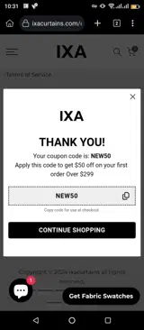 New50 coupon verification screenshot