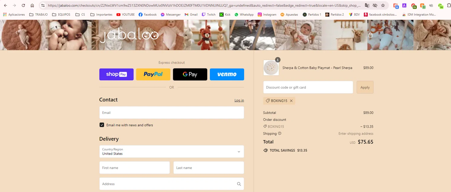 where to use Jabaloo promo code box