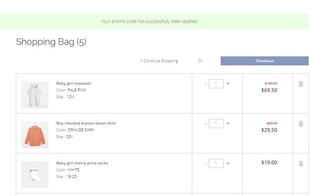 Jacadi checkout page showing Jacadi promo code box | Screenshot taken by SimplyCodes community member on Jul 23, 2020