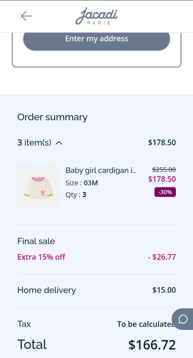Jacadi checkout page showing Jacadi promo code box | Screenshot taken by SimplyCodes community member on Dec 26, 2024