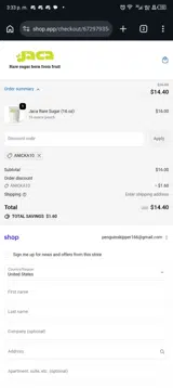 Anicka10 coupon verification screenshot