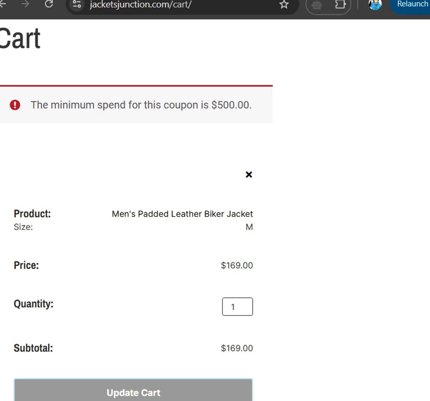 JacketsJunction checkout page showing JacketsJunction promo code box | Screenshot taken by SimplyCodes community member on Nov 26, 2024