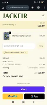 Glitzandglamour13 coupon verification screenshot