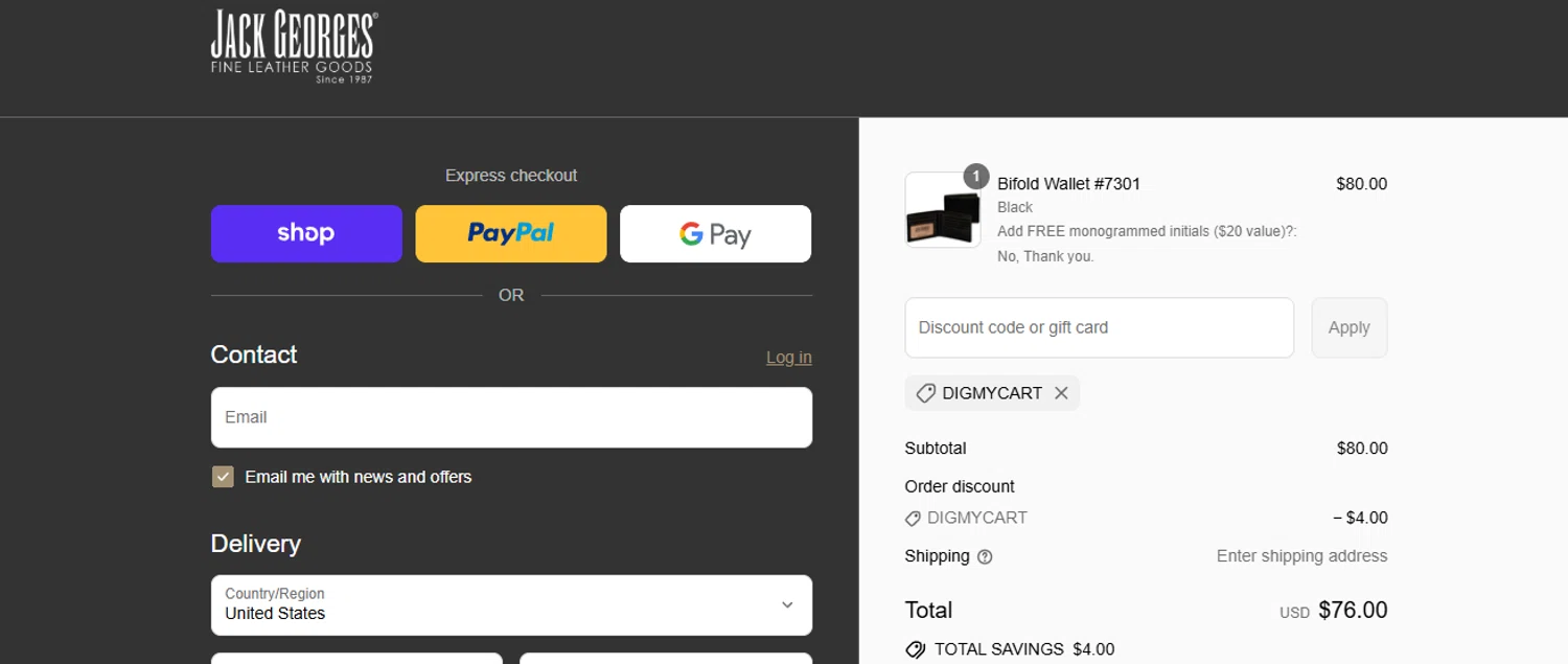 Jack Georges discount code screenshot showing code ANDREZIEHE applied at Jack Georges checkout page. Uploaded by SimplyCodes community member ashe1986 on Sep 1, 2025