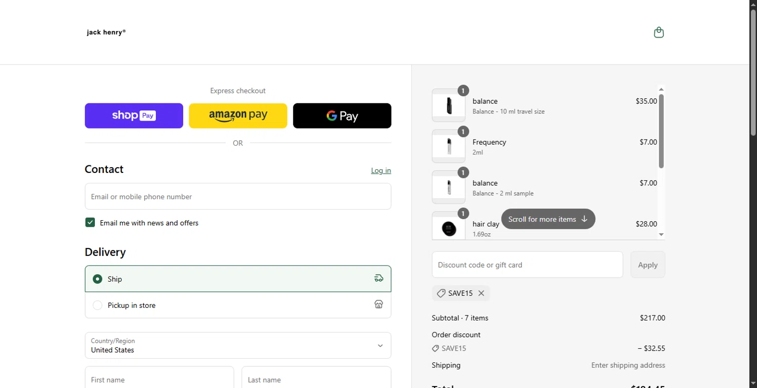 Jack Henry discount code screenshot showing code SAVE15 applied at Jack Henry checkout page. Uploaded by SimplyCodes community member LlonardoLotes on Jun 21, 2025
