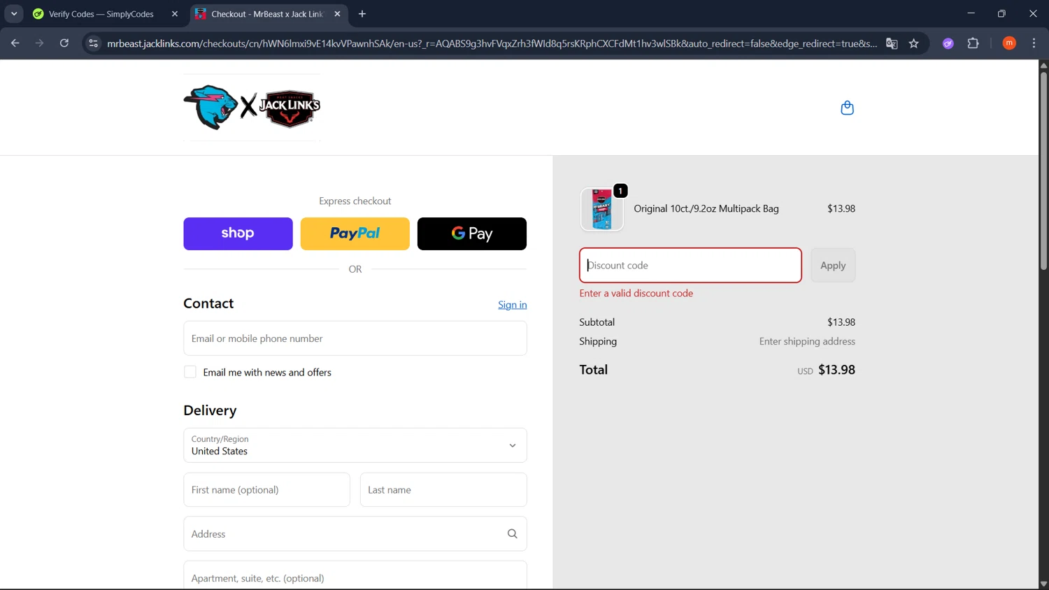 Jack Links discount code screenshot showing code REALMEAT applied at Jack Links checkout page. Uploaded by SimplyCodes community member PromoMonarch895 on Dec 23, 2025