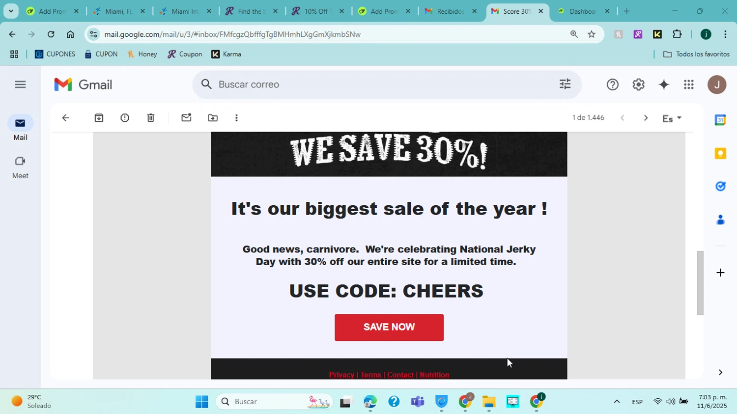 Jack Links discount code screenshot showing code CHEERS applied at Jack Links checkout page. Uploaded by SimplyCodes community member jorgejavierherrera on Jun 11, 2025