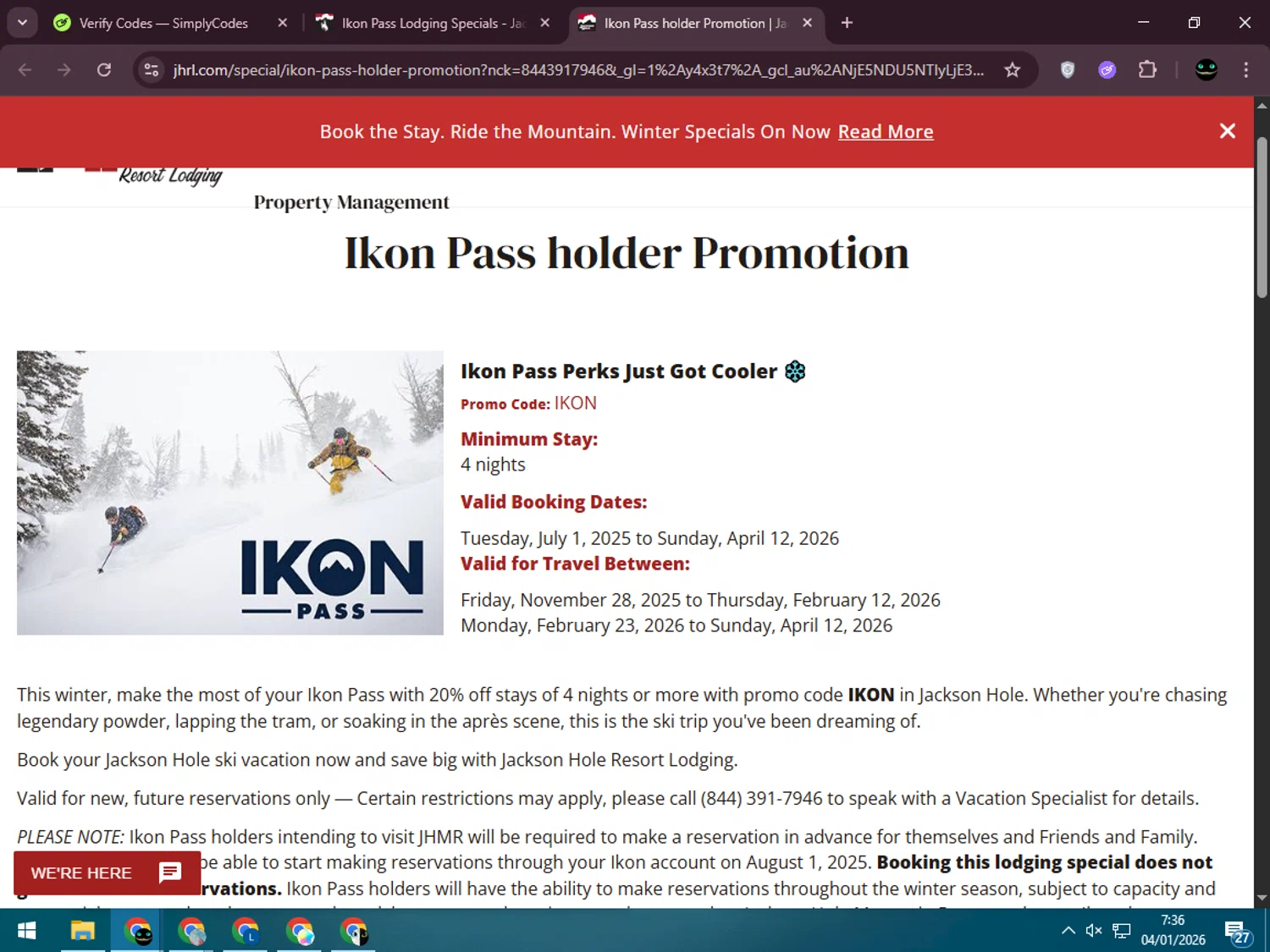 Jackson Hole checkout page showing Jackson Hole coupon code box | Screenshot taken by SimplyCodes community member on Jan 4, 2026