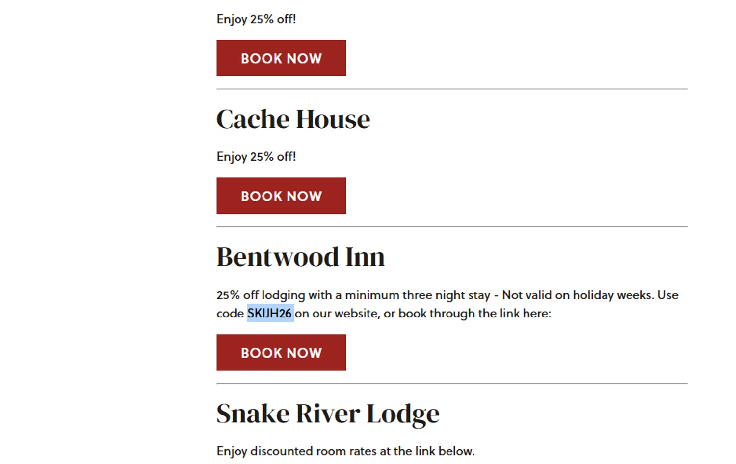 Jackson Hole coupon code screenshot showing code SKIJH26 applied at Jackson Hole checkout page. Uploaded by SimplyCodes community member Dejadepicharme on Feb 4, 2026
