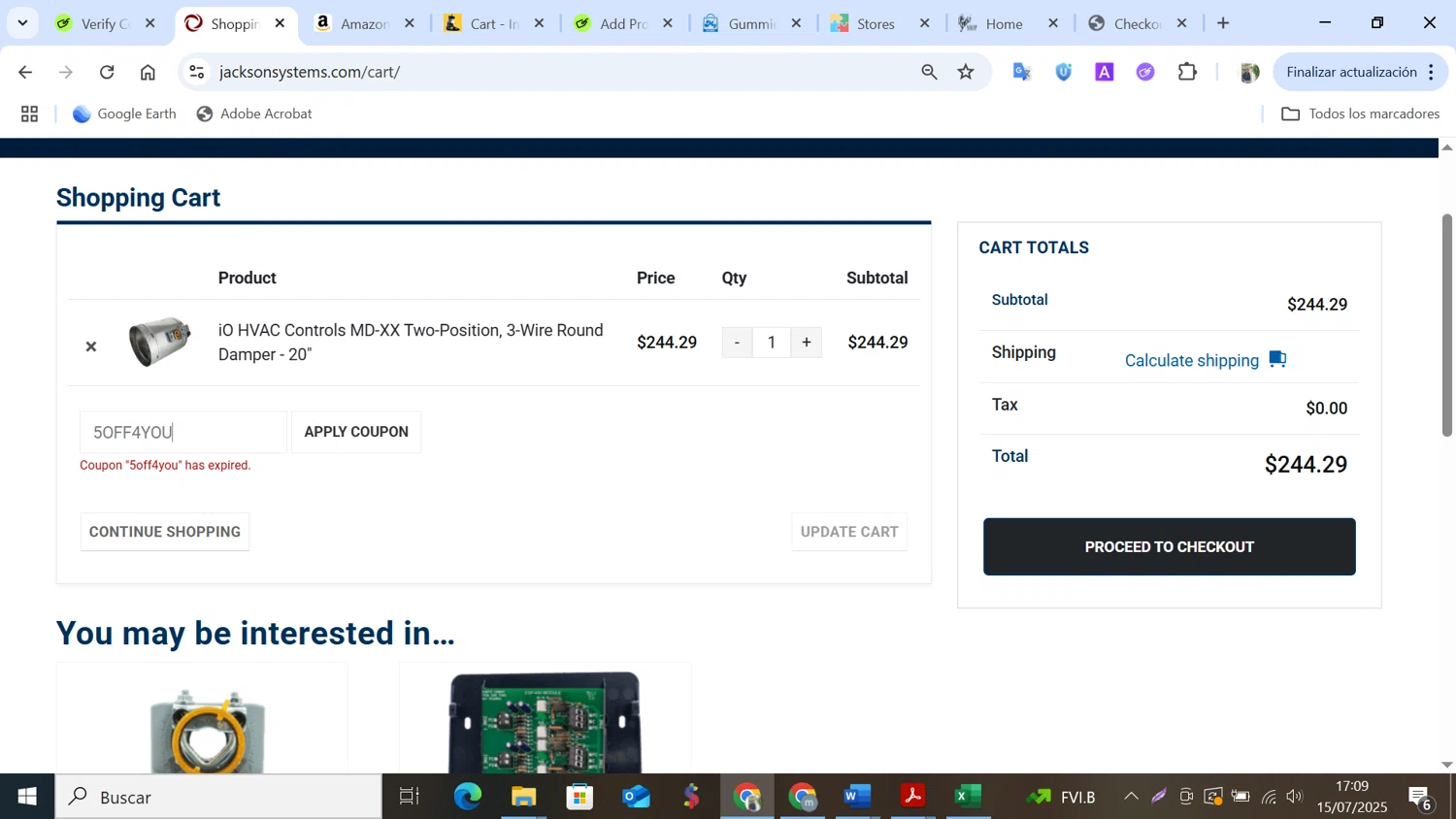 Jackson Systems coupon code screenshot showing code 5OFF4YOU applied at Jackson Systems checkout page. Uploaded by SimplyCodes community member NobleMonarch5837 on Jul 15, 2025