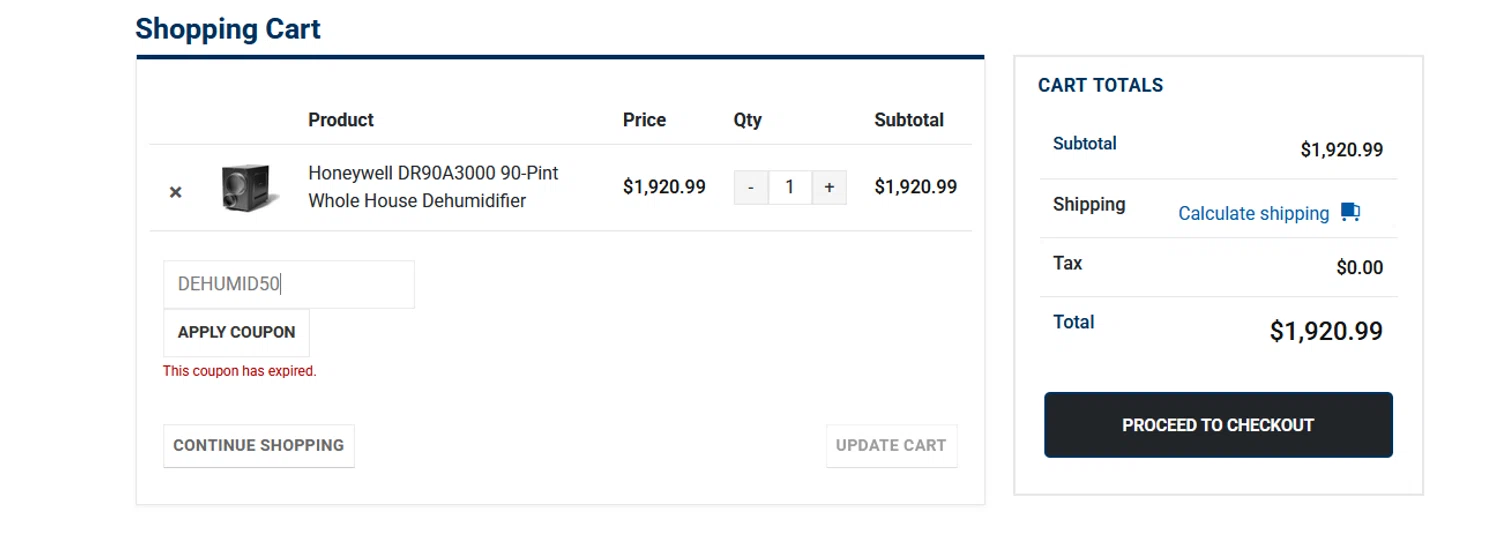 Jackson Systems coupon code screenshot showing code DEHUMID50 applied at Jackson Systems checkout page. Uploaded by SimplyCodes community member goldhooh on Jun 3, 2025