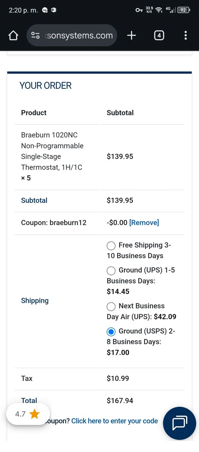 Jackson Systems coupon code screenshot showing code BRAEBURN12 applied at Jackson Systems checkout page. Uploaded by SimplyCodes community member Luis0101 on Oct 23, 2025