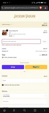 Jackson Vaughn coupon verification screenshot