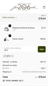 JB10 coupon verification screenshot