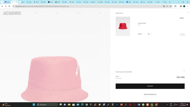 Jacquemus checkout page showing Jacquemus promo code box | Screenshot taken by SimplyCodes community member on Dec 17, 2023