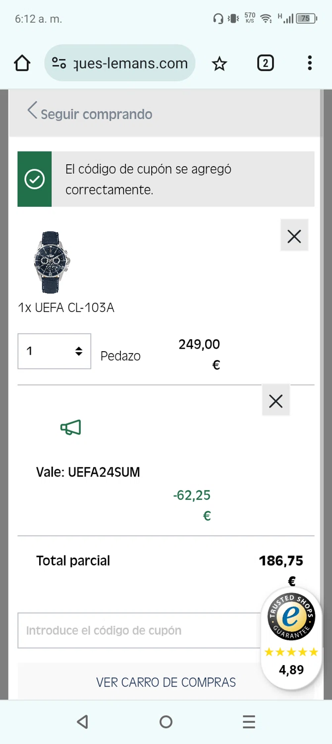 Jacques Lemans checkout page showing Jacques Lemans promo code box | Screenshot taken by SimplyCodes community member on Jun 22, 2024