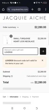 LOVER30 coupon verification screenshot