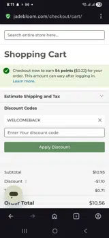 Welcomeback coupon verification screenshot