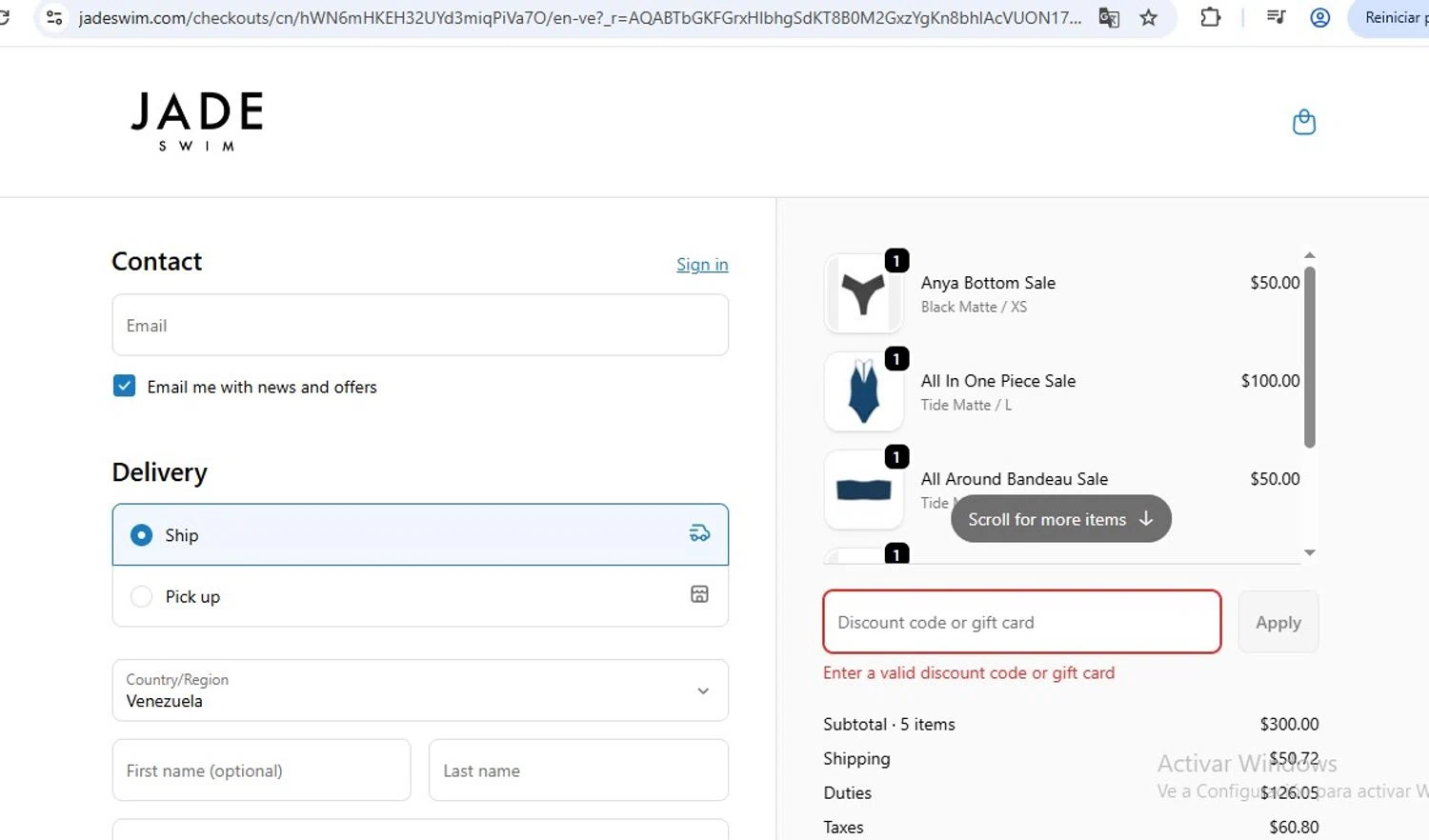 Jade Swim promo code screenshot showing code CYBERWEEK applied at Jade Swim checkout page. Uploaded by SimplyCodes community member ramonlopez1 on Dec 23, 2025