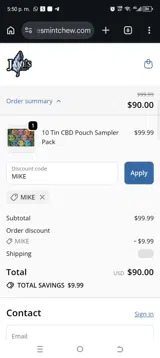 Jake's Mint Chew coupon verification screenshot