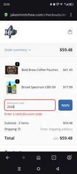 Jake's Mint Chew coupon verification screenshot