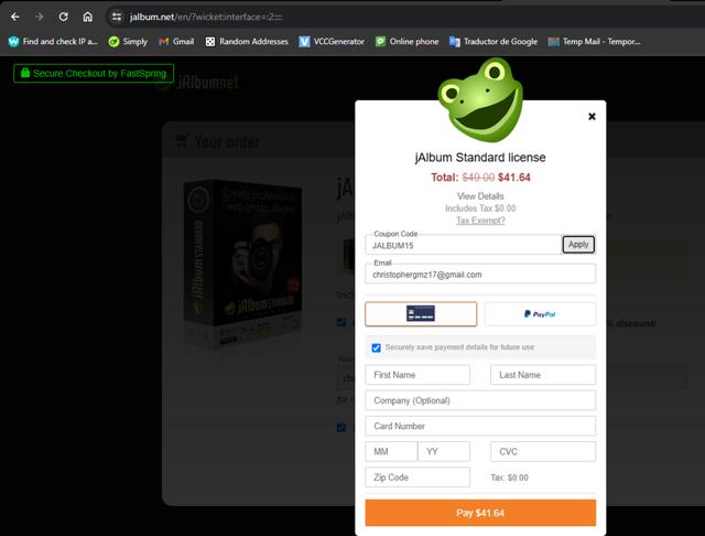 Jalbum checkout page showing Jalbum promo code box | Screenshot taken by SimplyCodes community member on May 25, 2024