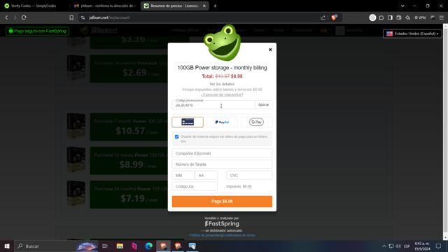 Jalbum checkout page showing Jalbum promo code box | Screenshot taken by SimplyCodes community member on Sep 19, 2024