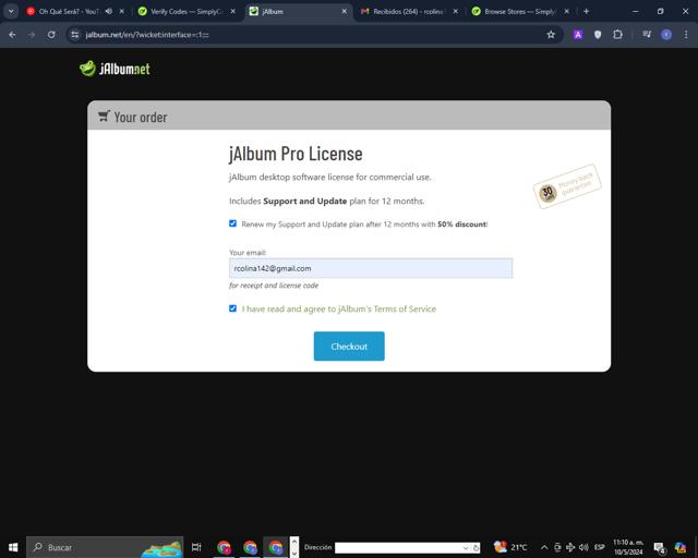 Jalbum checkout page showing Jalbum promo code box | Screenshot taken by SimplyCodes community member on May 10, 2024