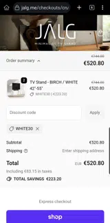 WHITE30 coupon verification screenshot