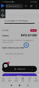 STYLE15 coupon verification screenshot