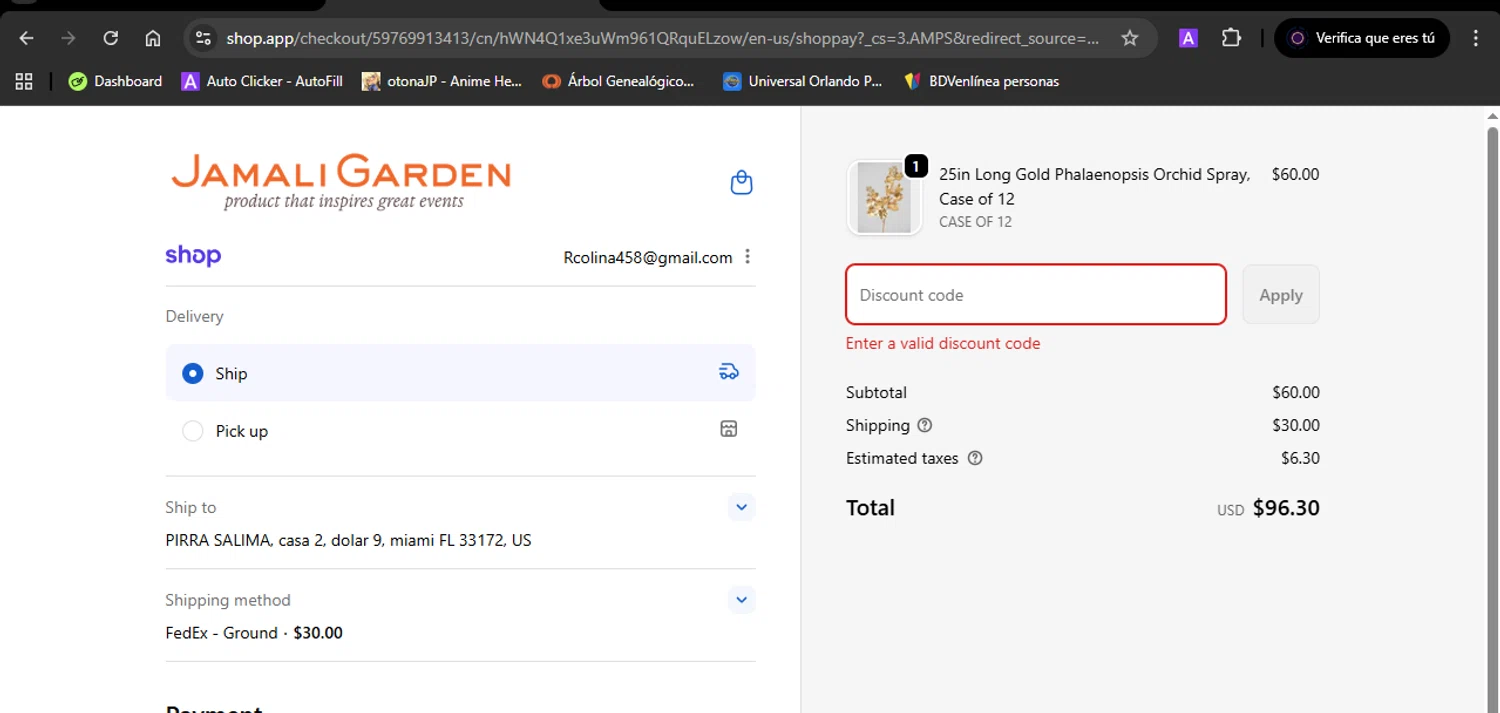 JamaliGarden promo code screenshot showing code C33R5DVB applied at JamaliGarden checkout page. Uploaded by SimplyCodes community member ShieldWarden5142 on Oct 22, 2025