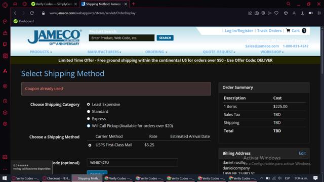 Jameco Electronics checkout page showing Jameco Electronics promo code box | Screenshot taken by SimplyCodes community member on Sep 3, 2024