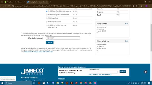 Jameco Electronics checkout page showing Jameco Electronics promo code box | Screenshot taken by SimplyCodes community member on Dec 7, 2024