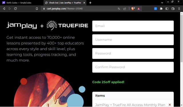 JamPlay checkout page showing JamPlay coupon code box | Screenshot taken by SimplyCodes community member on Jan 30, 2024