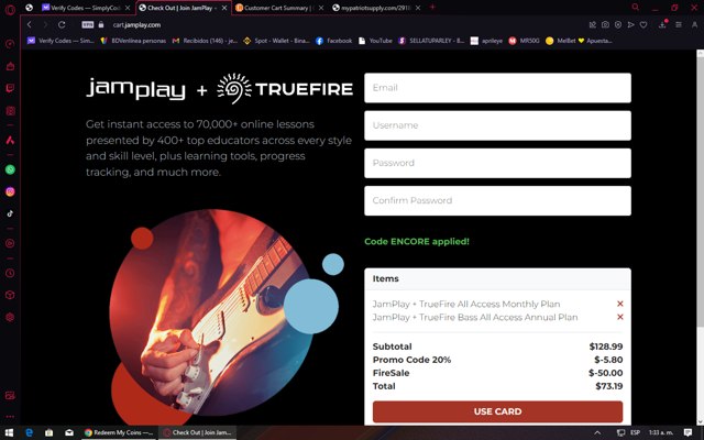 JamPlay checkout page showing JamPlay coupon code box | Screenshot taken by SimplyCodes community member on Feb 13, 2024